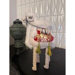 Handmade Standing Felt Plush Camel w Rabbit Fur Travel Souvenir